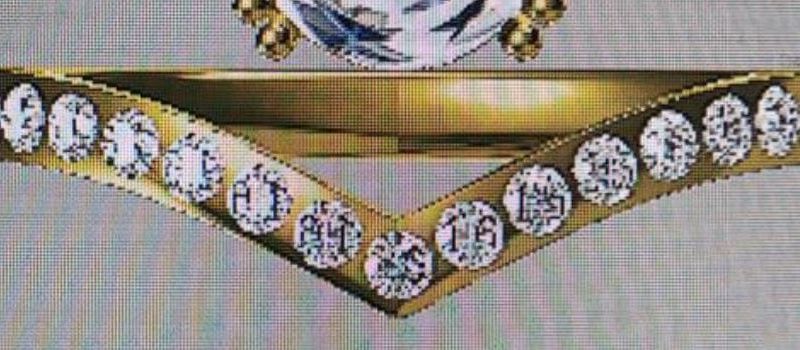 Bague V en or 14K et moissanites