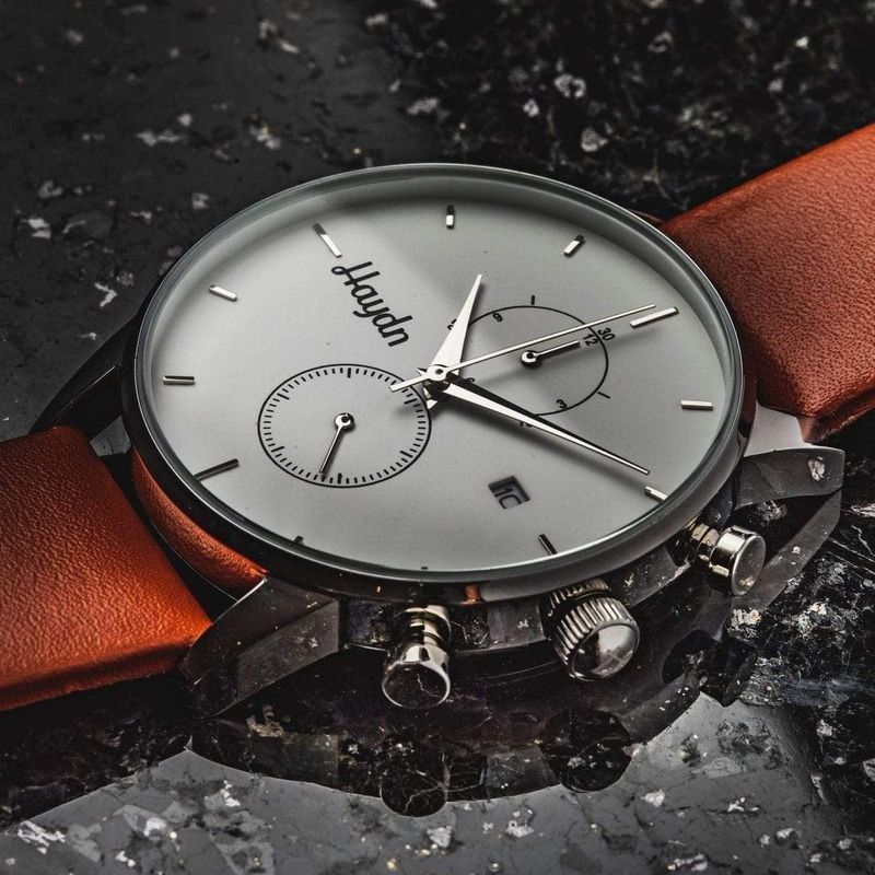 Bracelet de montre en cuir brun - 22mm