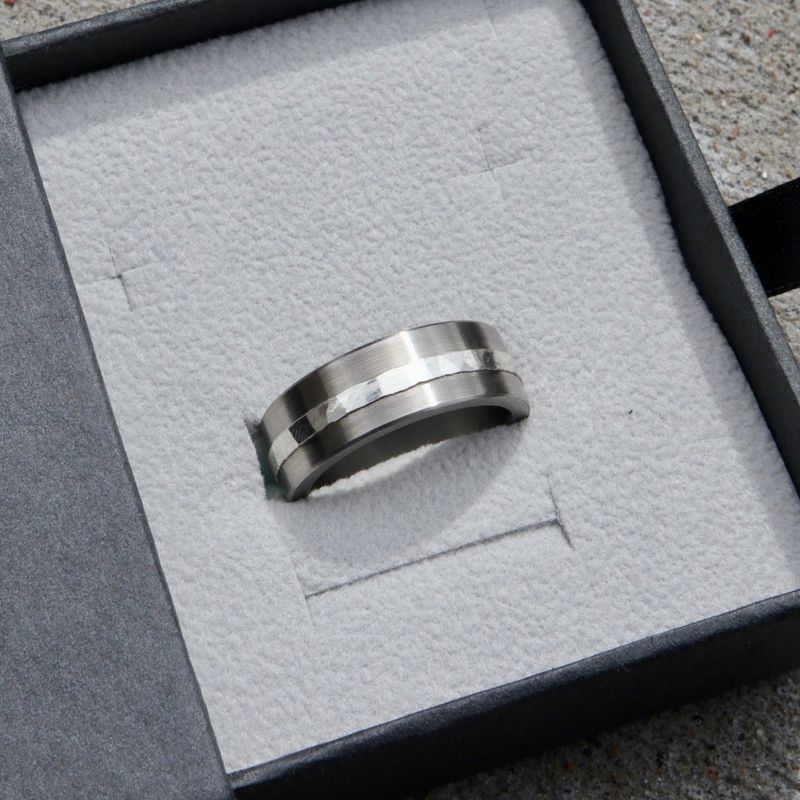 Bague Horizon en argent et titane