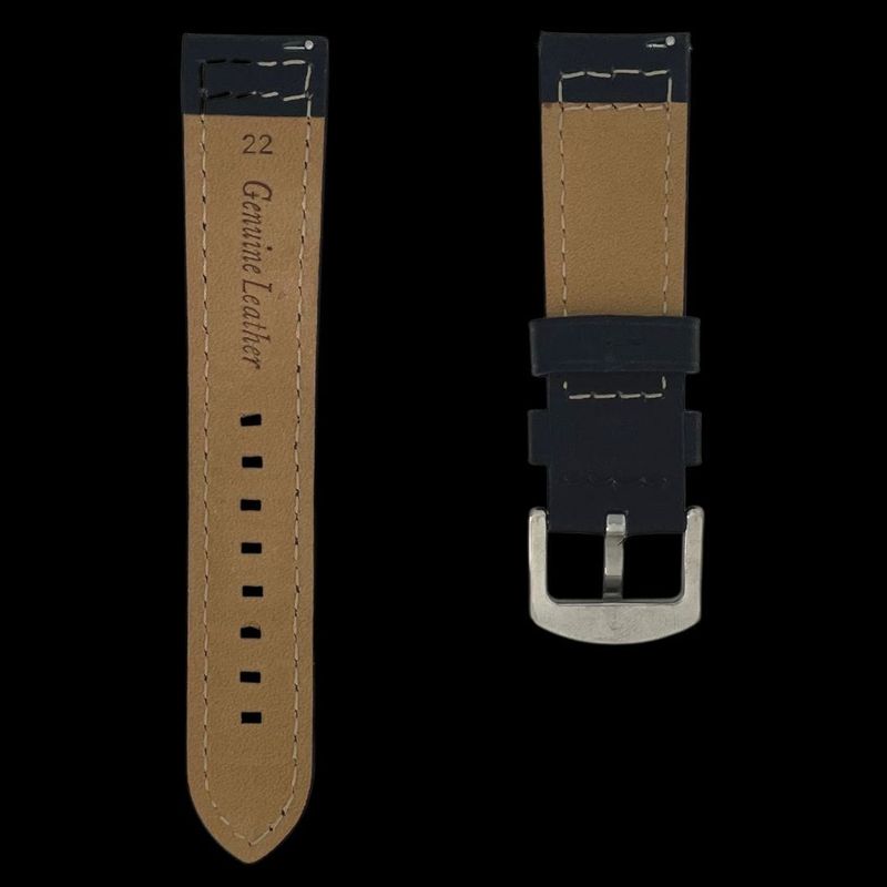 Bracelet de montre en cuir noir -  attache rapide