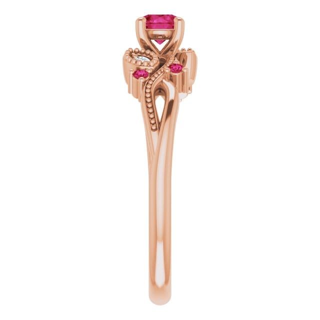 Bague Enchanteresse en or 14K, diamants et rubis