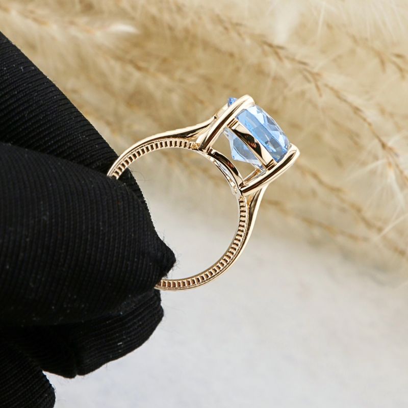 Bague Solitaire en or 14K - 18K ou platine et saphir
