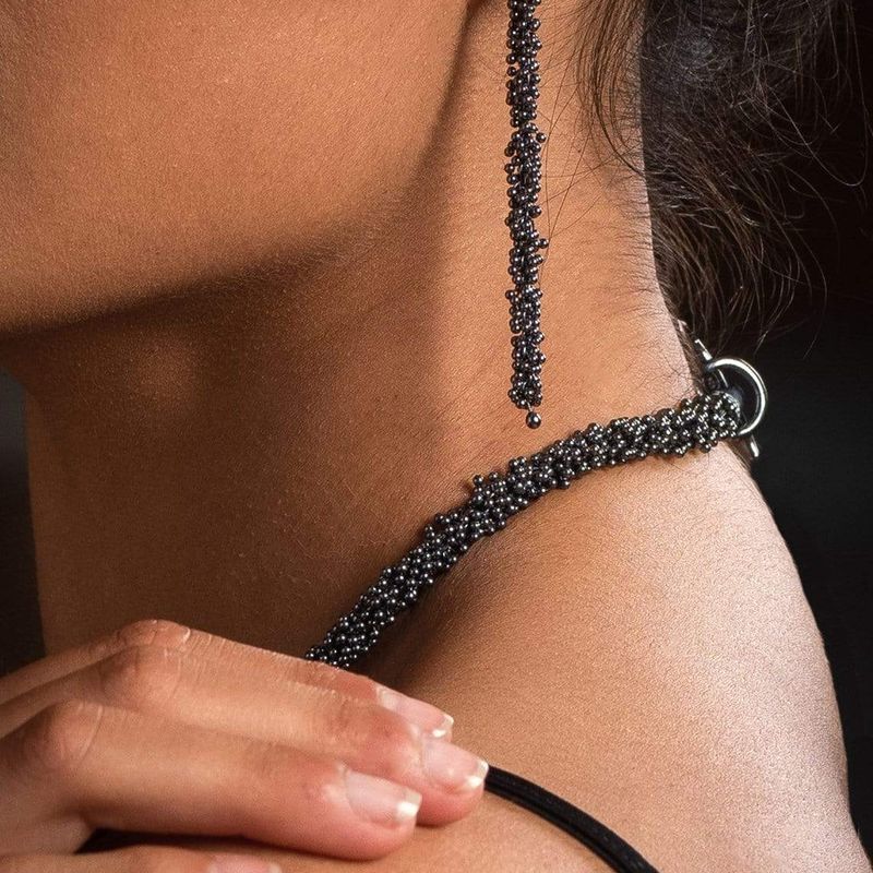Pendants d'oreilles ShikShok longs en argent