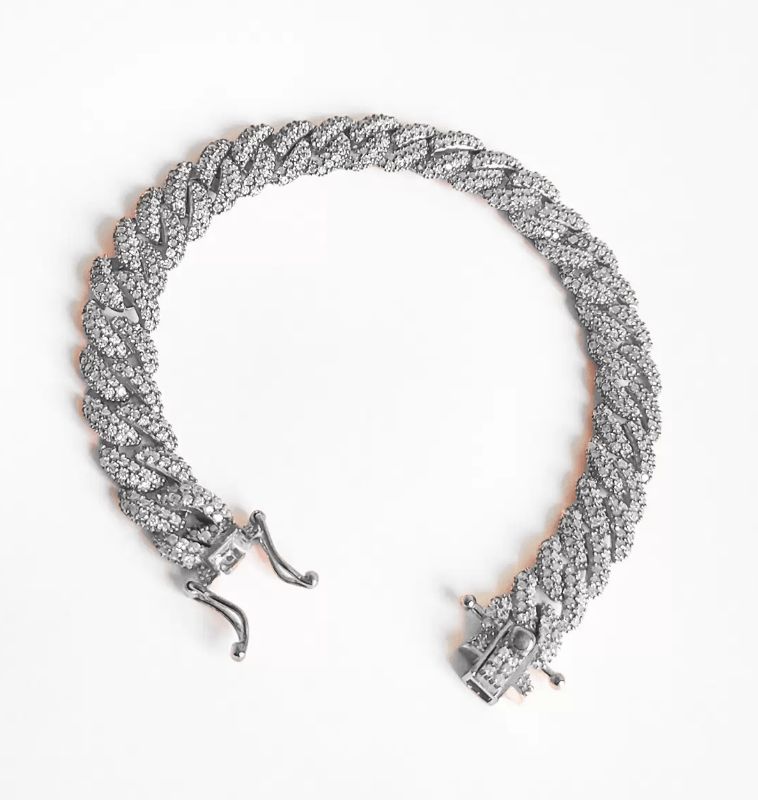 Bracelet Chaînes Cuban Scintillante en argent sterling
