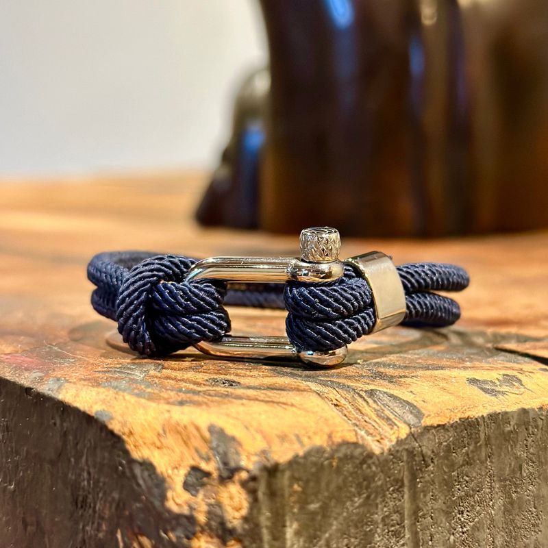 Bracelet Le Nautique en corde bleue et acier