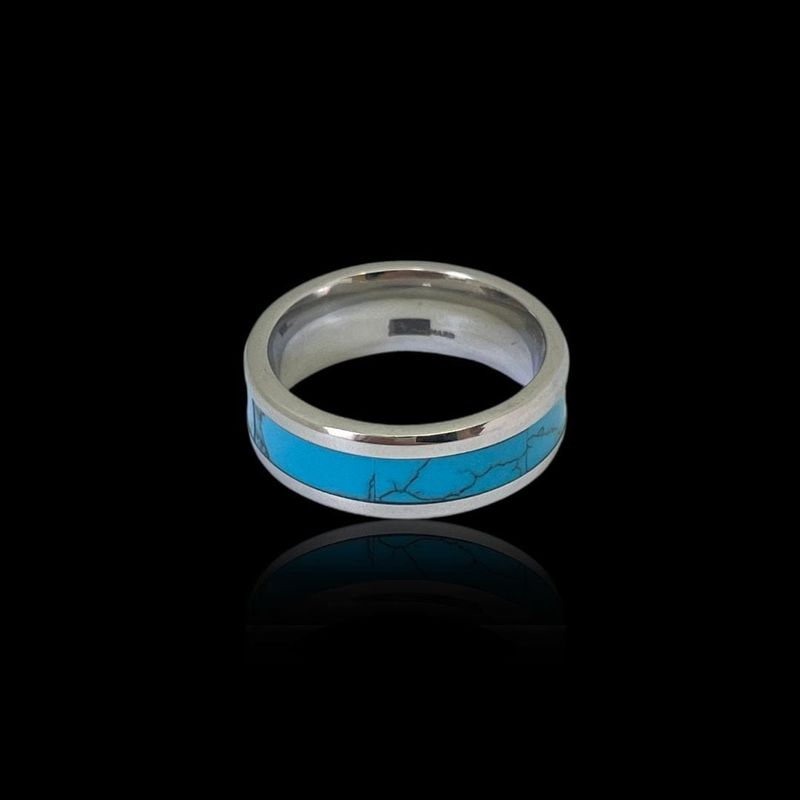 Bague jonc Turquoise en acier