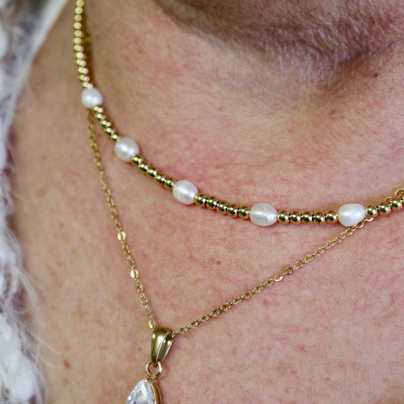 Collier Zéphyr en acier et perles