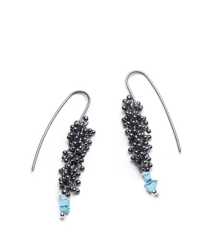 Crochets d'oreille avec turquoises et argent oxydé
