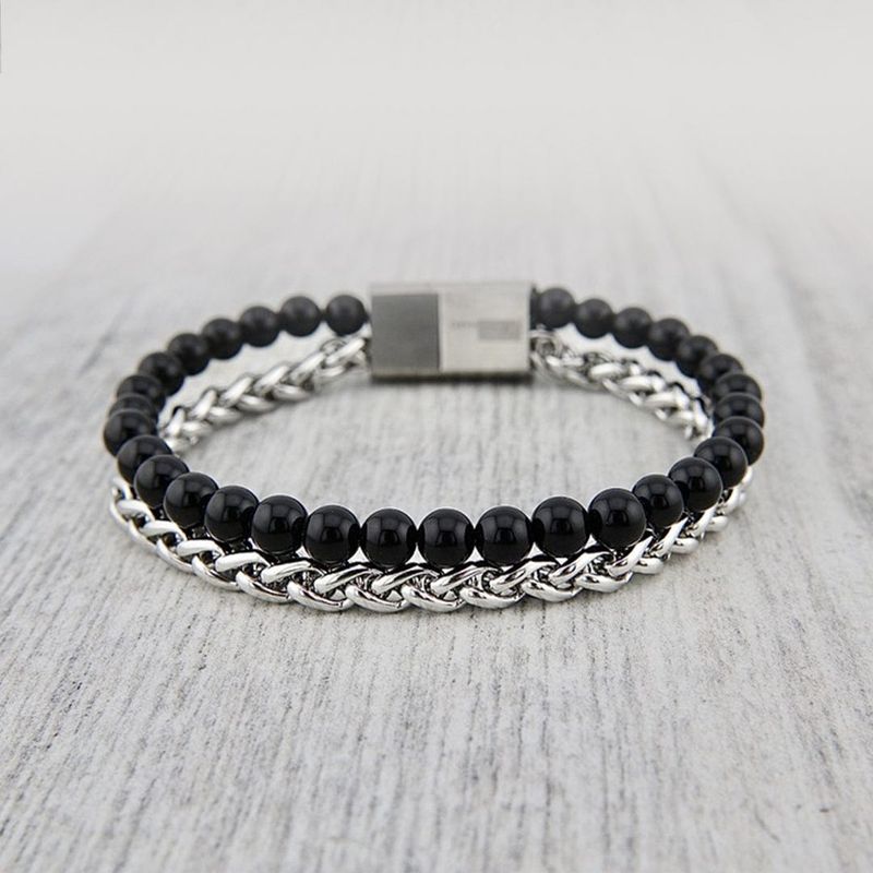 Bracelet Stone en acier et agate