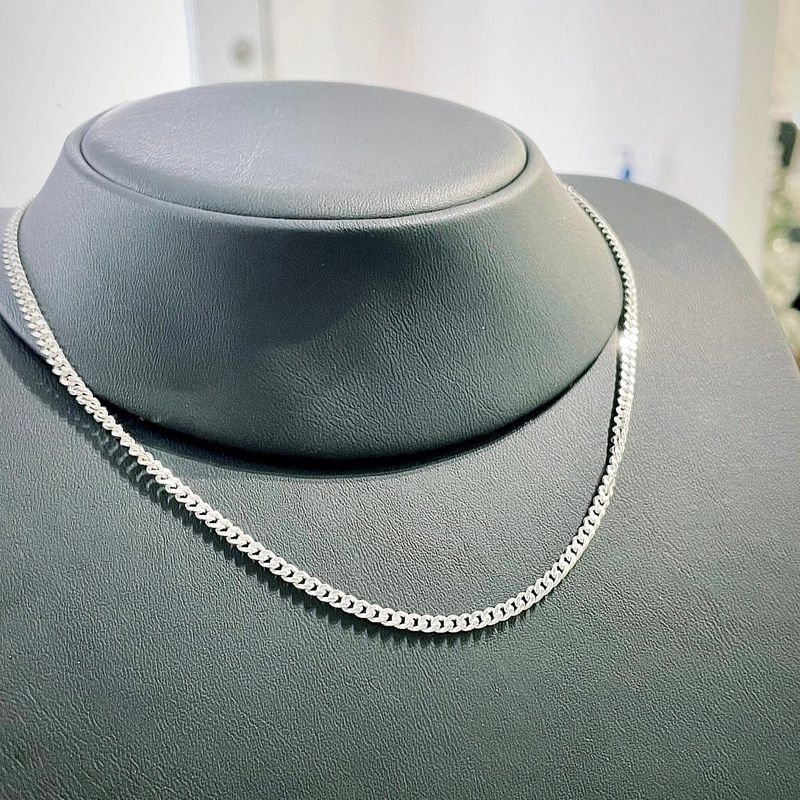 Chaîne Gourmette en argent sterling ou or 10K