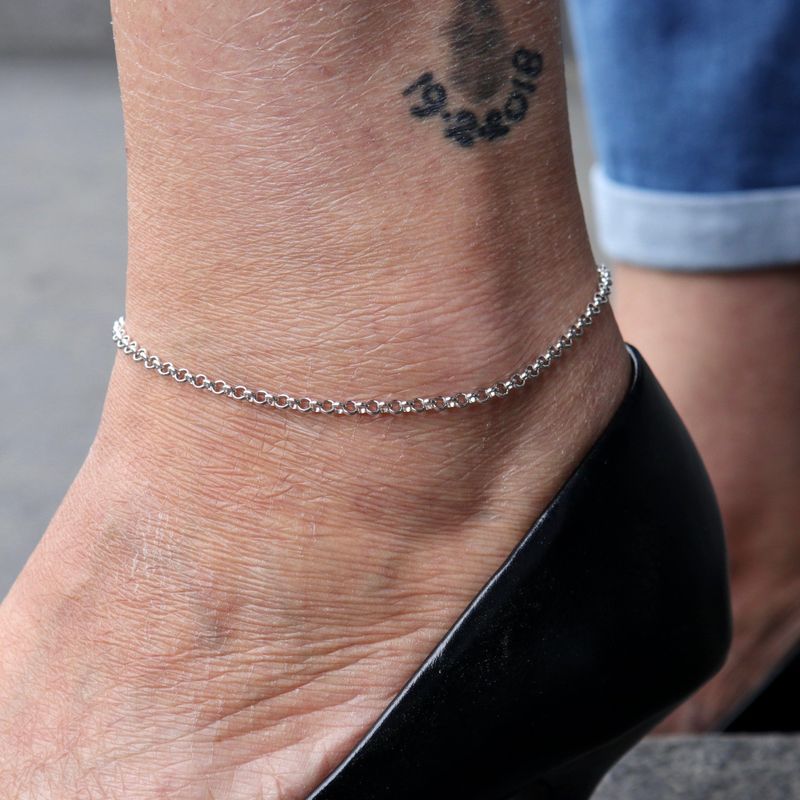 Bracelet de cheville Rolo en argent sterling