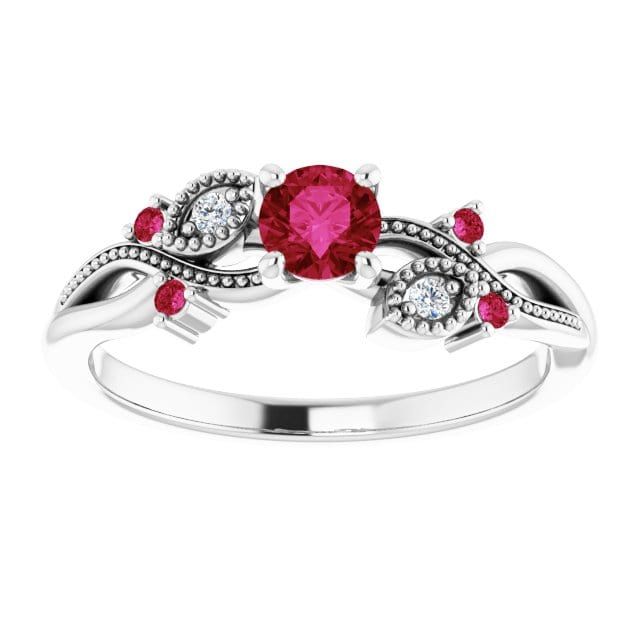 Bague Enchanteresse en or 14K, diamants et rubis