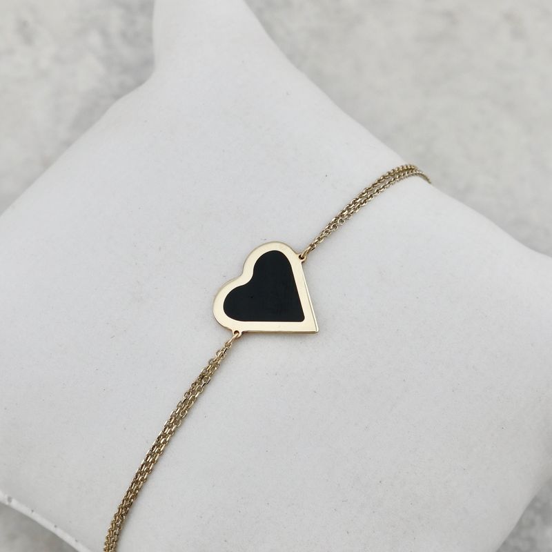 Bracelet Coeur en or 10K et onyx