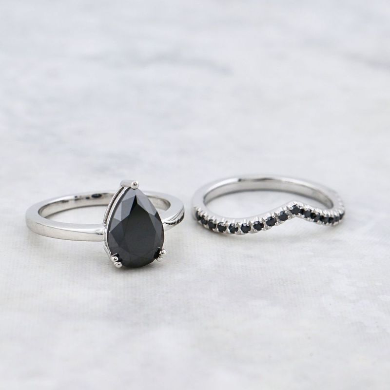 Bagues ensemble d’alliances moissanites noires