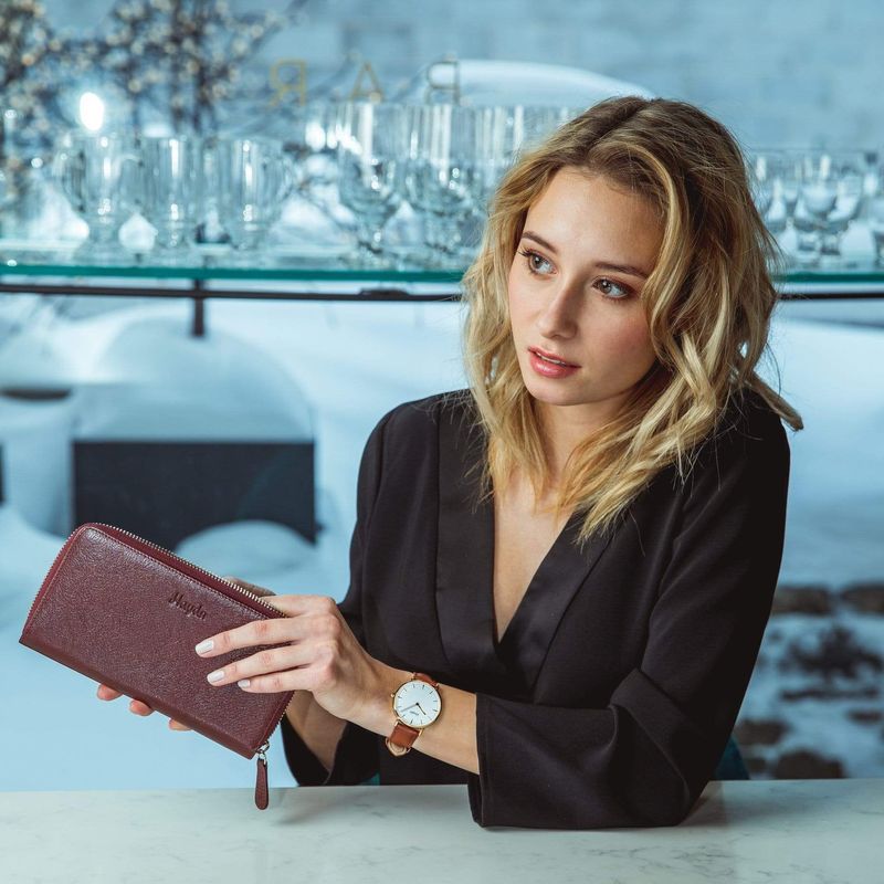 Portefeuille Mya en cuir bourgogne
