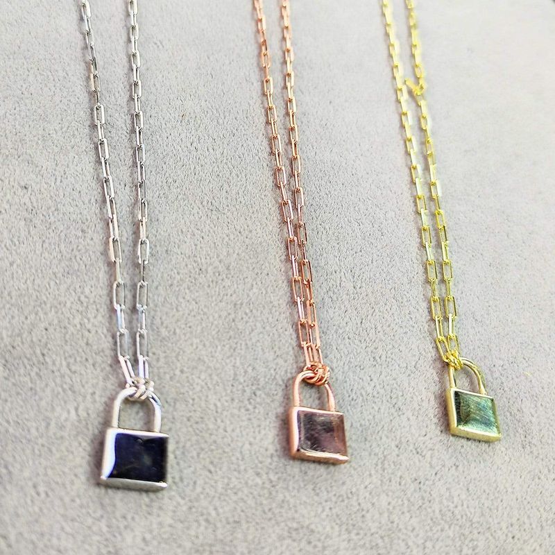 Collier Cadenas mailles rectangles en argent sterling