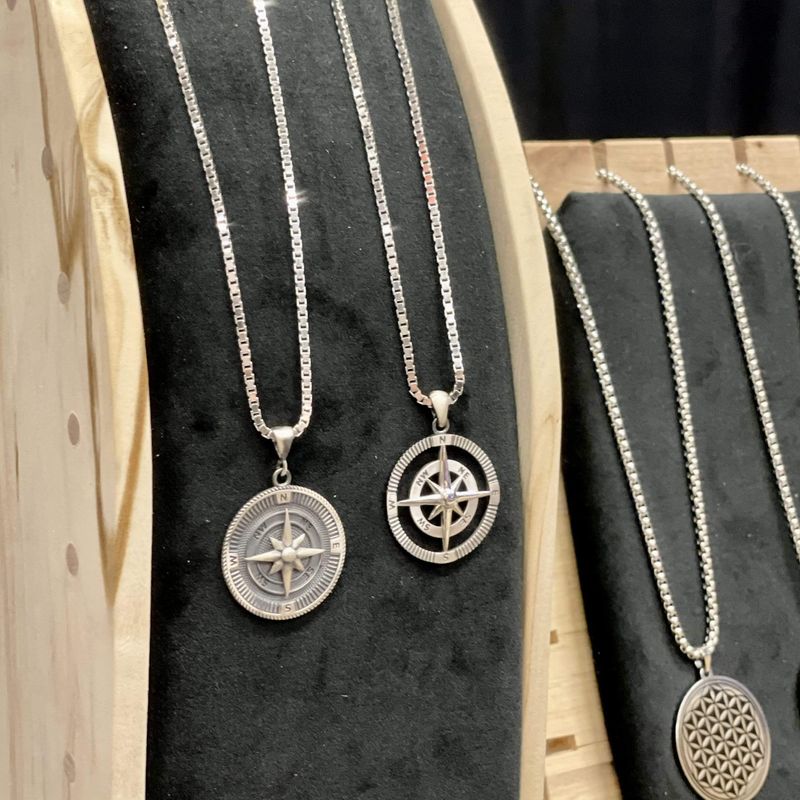 Collier Boussole en argent sterling