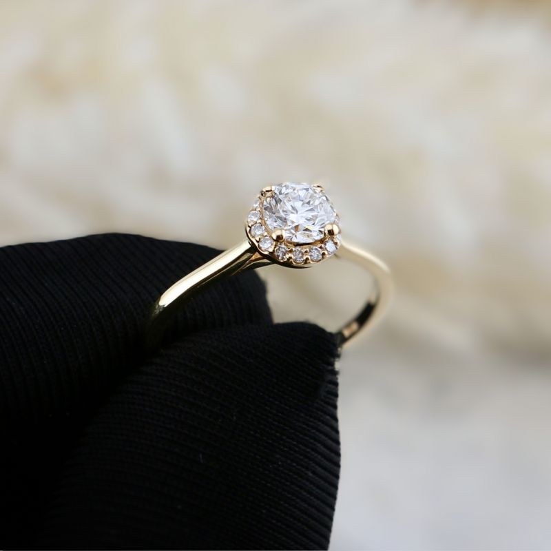Bague Halo Classique en or 14K - 18K et diamants 0,6 ctw