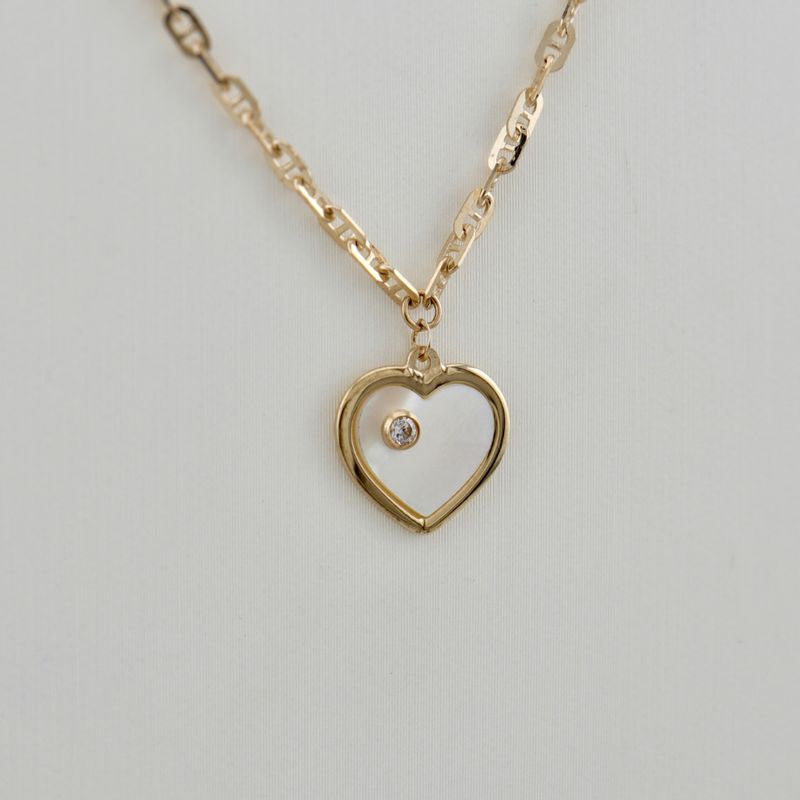 Collier Coeur Nacré en or 10K