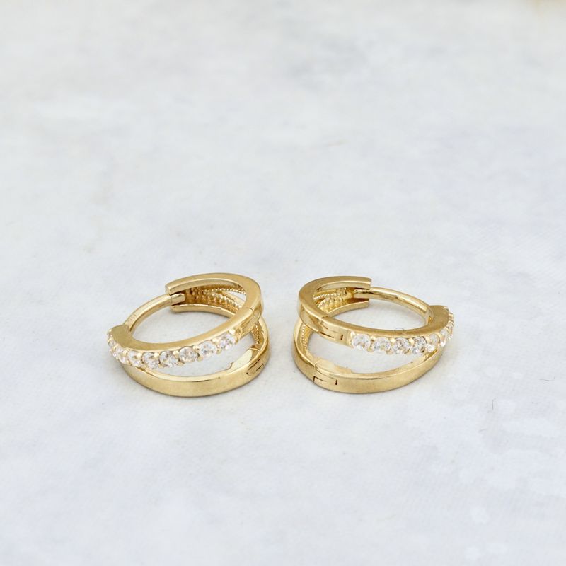 Boucles d'oreilles huggies Double rang en or 10K