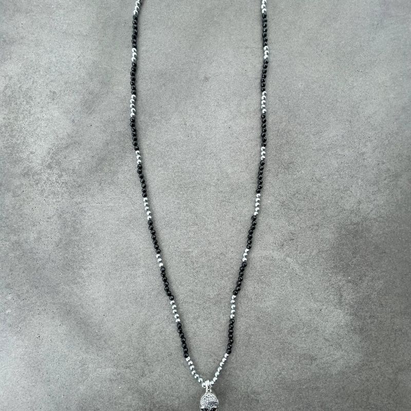 Collier Glam Rock en agate, hématite et argent sterling