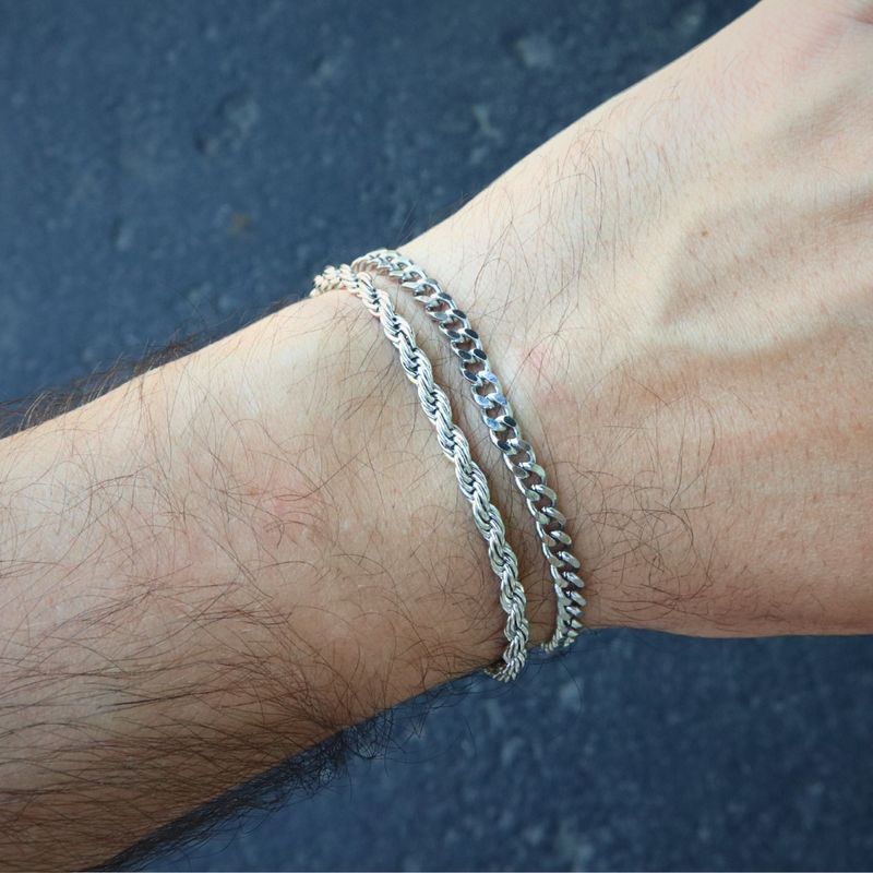 Duo de bracelets Torsade & Gourmette en acier
