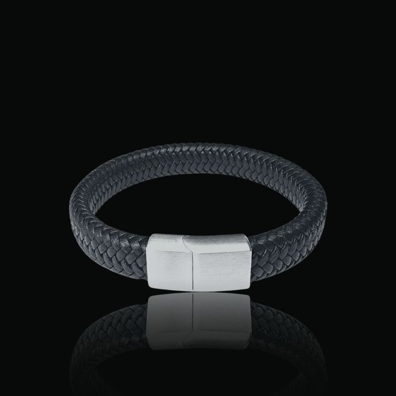 Bracelet Le Tressé en cuir et acier