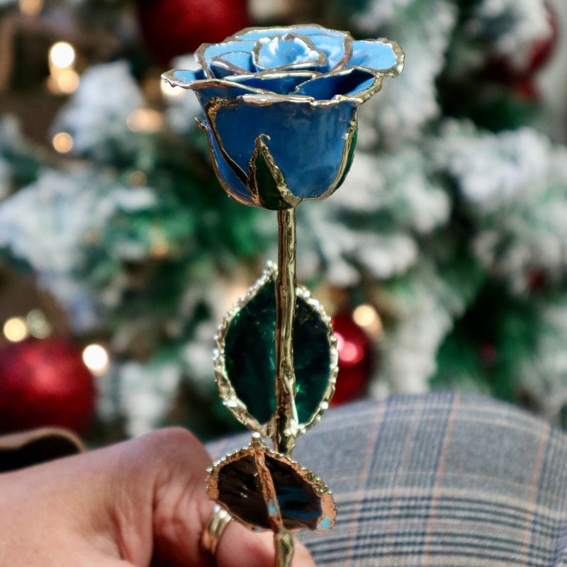 Rose éternelle Bleue plaquée or 24K