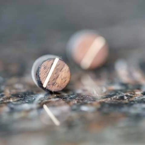 Boucles d'oreilles en bois et argent sterling ou or 14K personnalisée