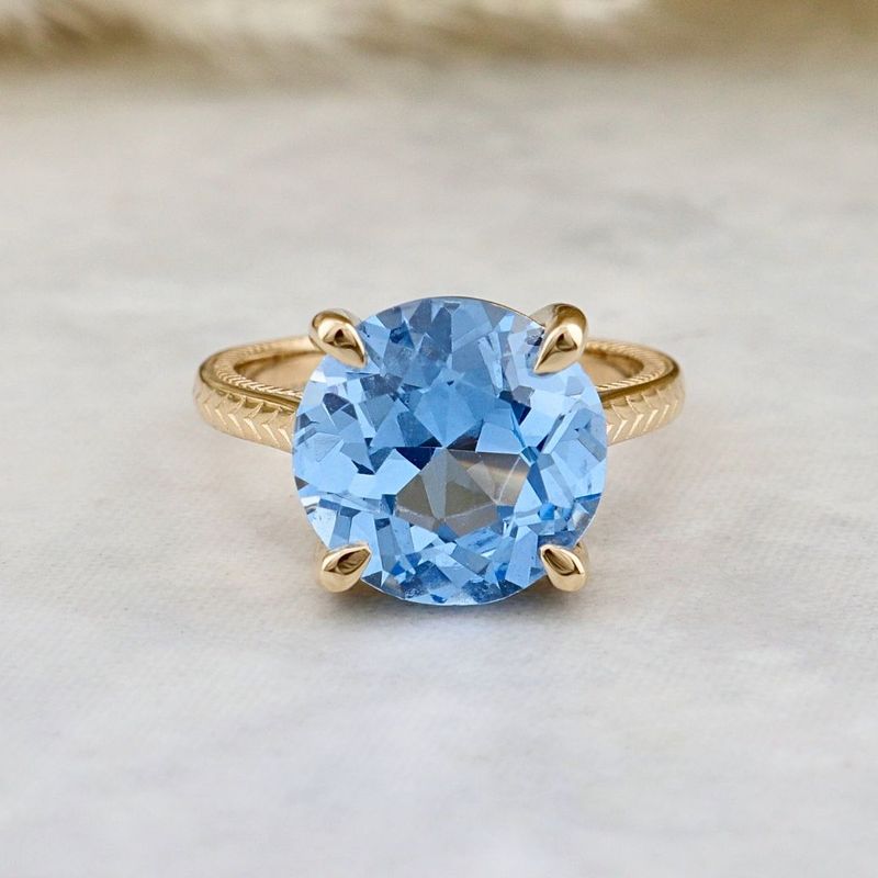 Bague Solitaire en or 14K - 18K ou platine et saphir