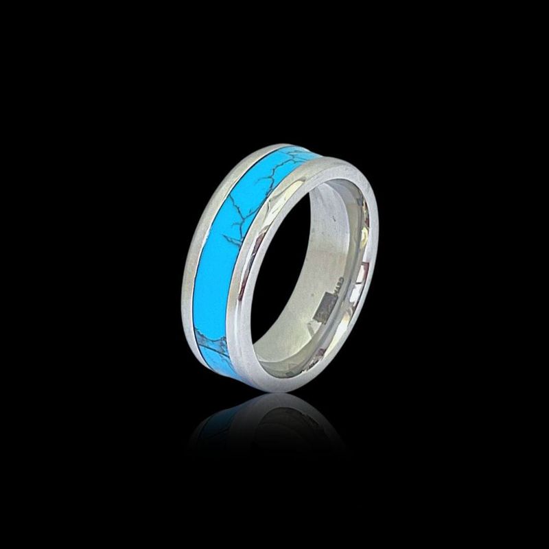 Bague jonc Turquoise en acier