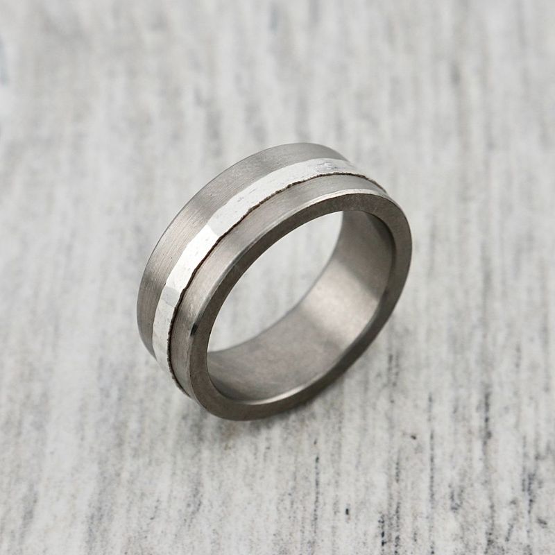 Bague Horizon en argent et titane