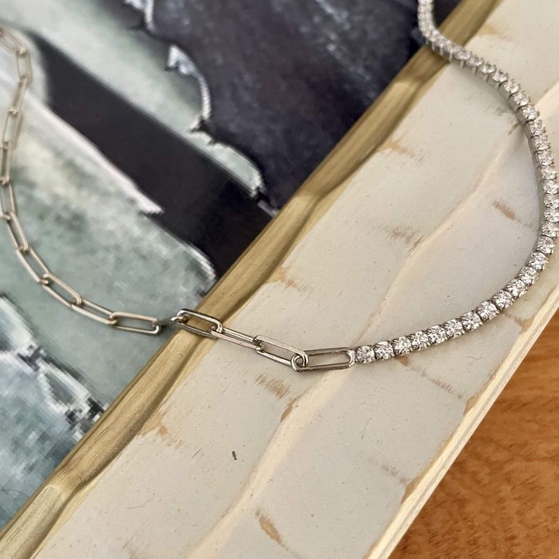 Collier Chaîne et Tennis en argent sterling