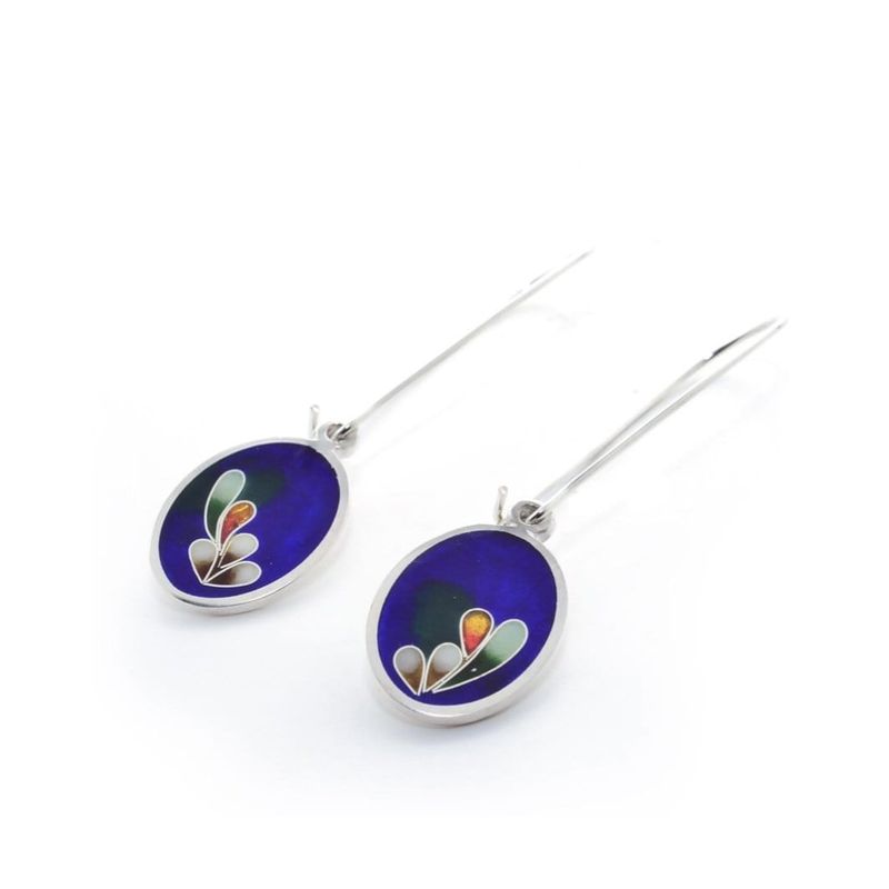 Boucles d'oreilles Ovales en argent fin et émail