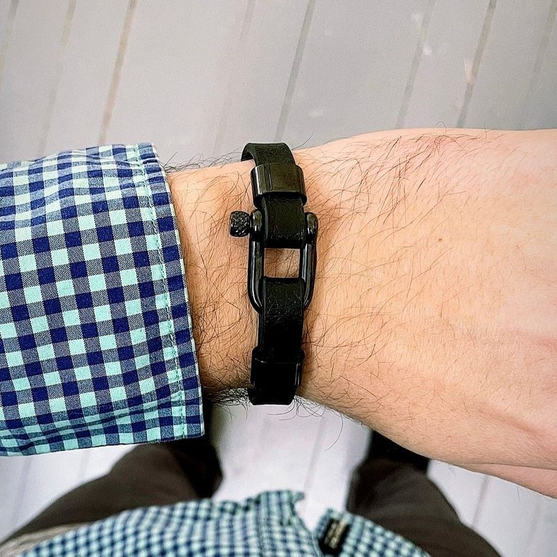 Bracelet Le Nautique en cuir et acier