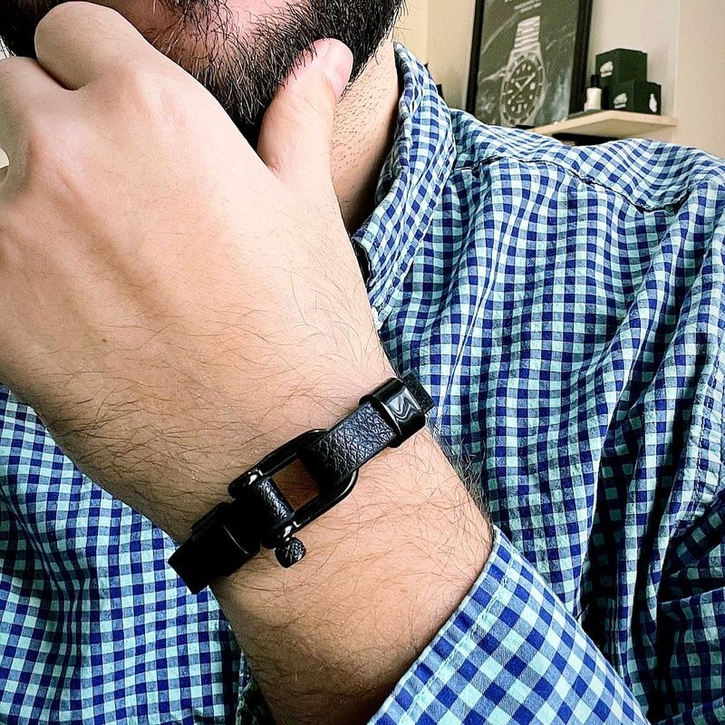 Bracelet Le Nautique en cuir et acier