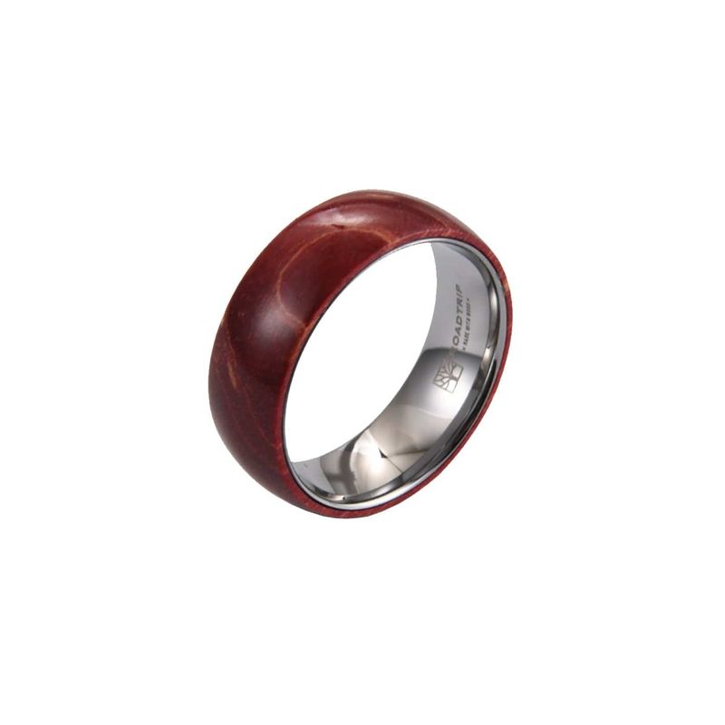 Bague en tungstène et bois d'érable infusé rouge