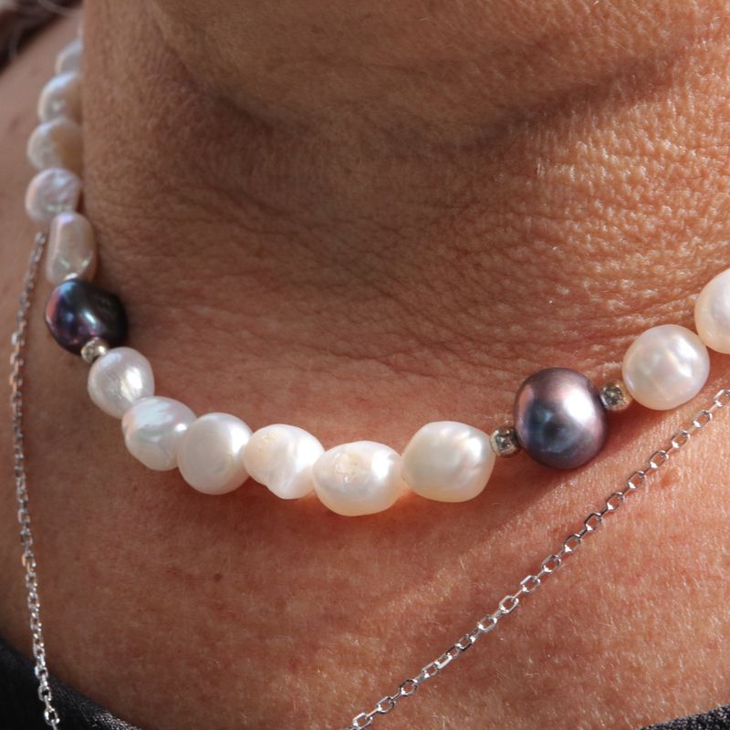 Collier de perles baroques Sérénité et argent sterling