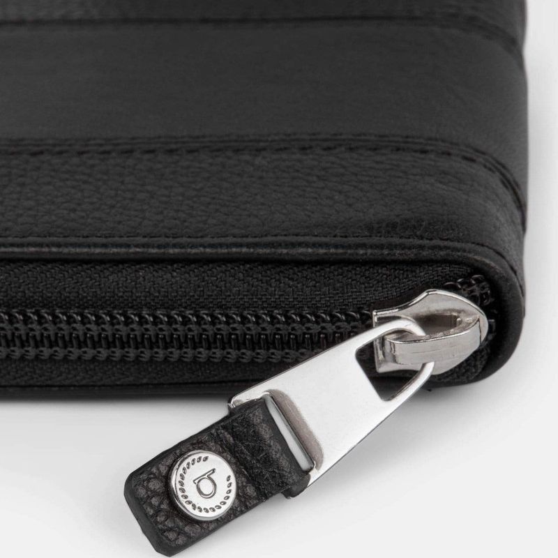 Portefeuille zippé avec protection RFID en cuir