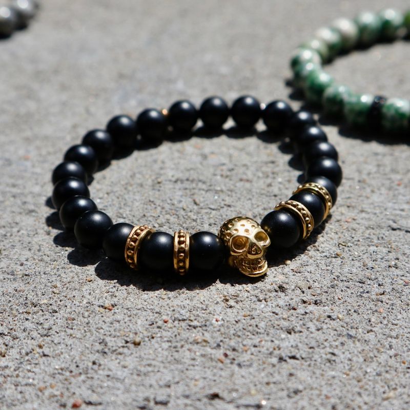 Bracelet Skeleton en onyx et acier