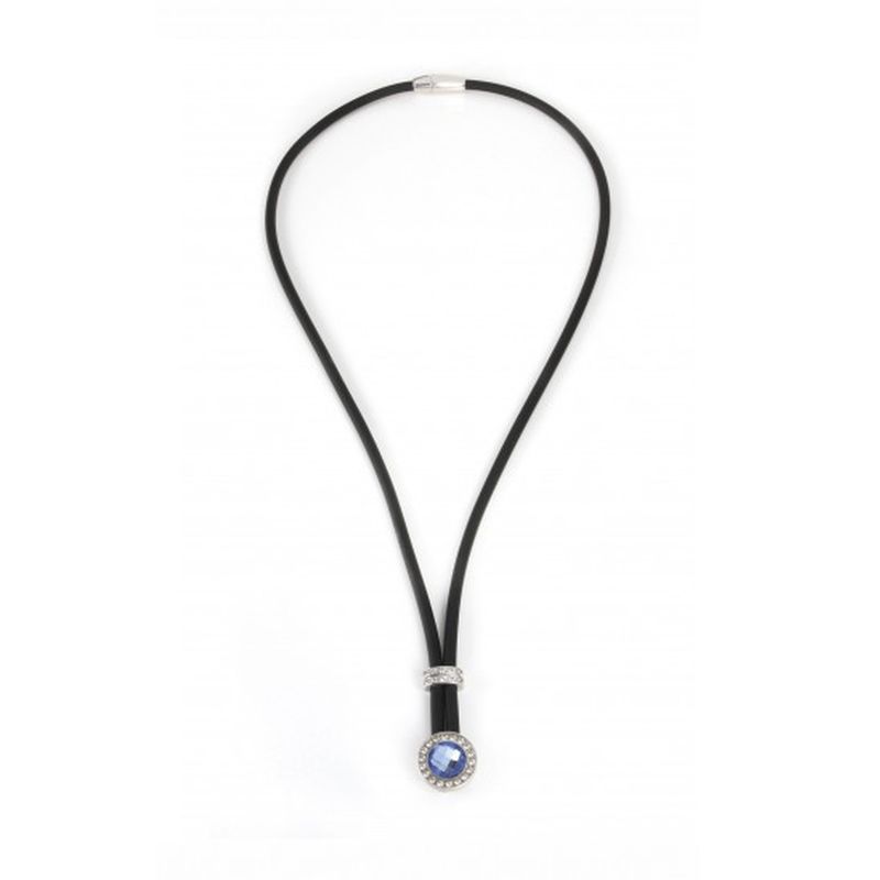 Collier Néoprène, pierre et argent sterling