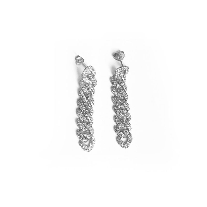 Boucles d'oreilles Chaînes Cuban Scintillantes en argent sterling
