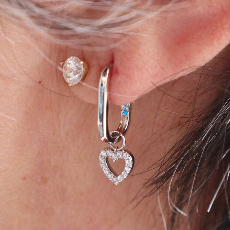 Boucles d'oreilles Huggies Coeurs en argent sterling
