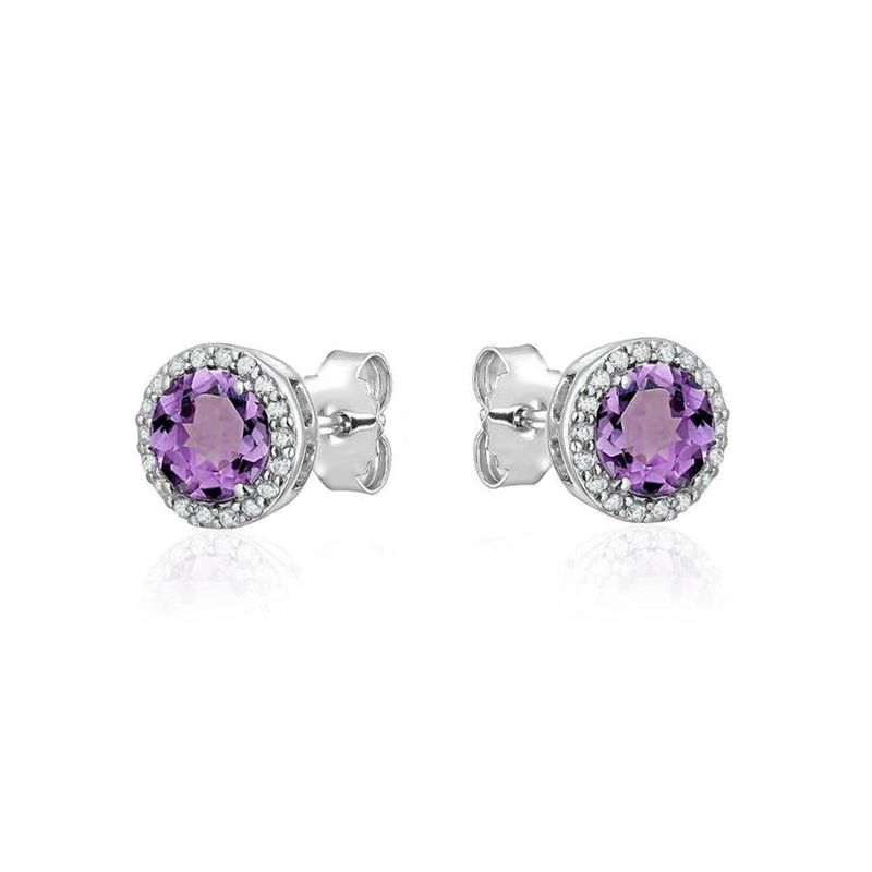 Boucles d'oreilles en argent sterling serties d'améthystes