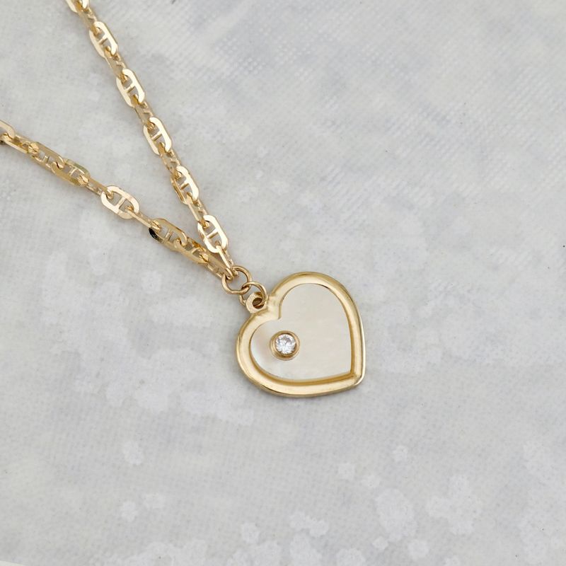 Collier Coeur Nacré en or 10K