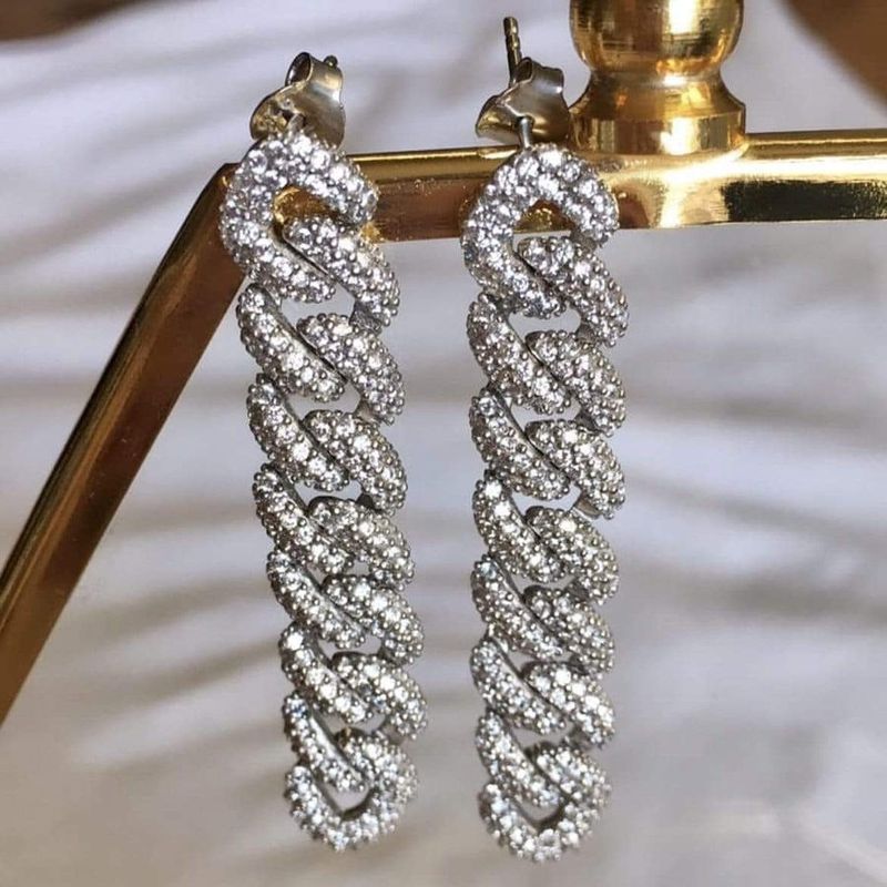 Boucles d'oreilles Chaînes Cuban Scintillantes en argent sterling