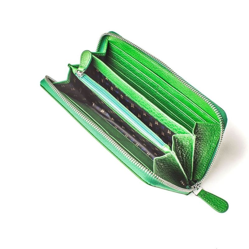 Portefeuille Mya en cuir vert