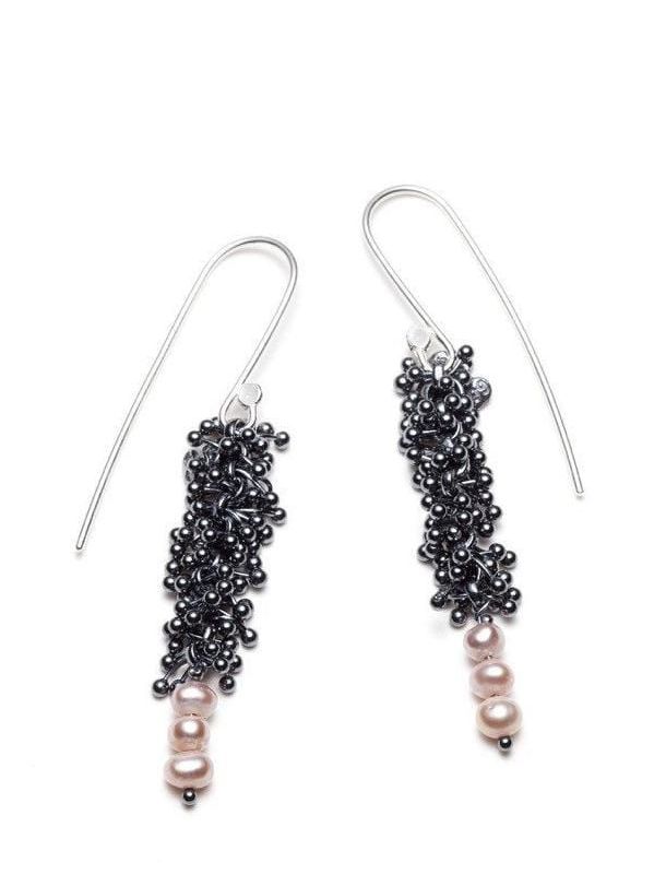 Crochets d'oreille avec perles et argent oxydé