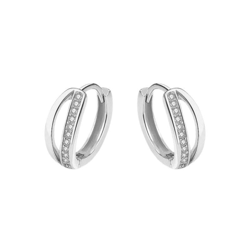 Boucles d'oreilles Huggies Double Rang en argent sterling