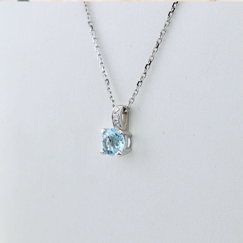 Collier Aqua en or 14K, diamants et topaze